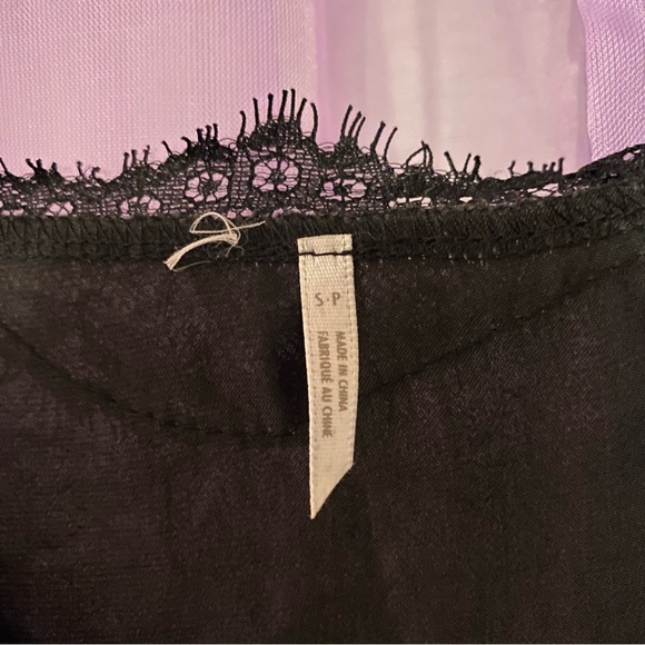 Urban Outfitters Black Tie Tank Top with Lace Trim - Picture 3 of 3